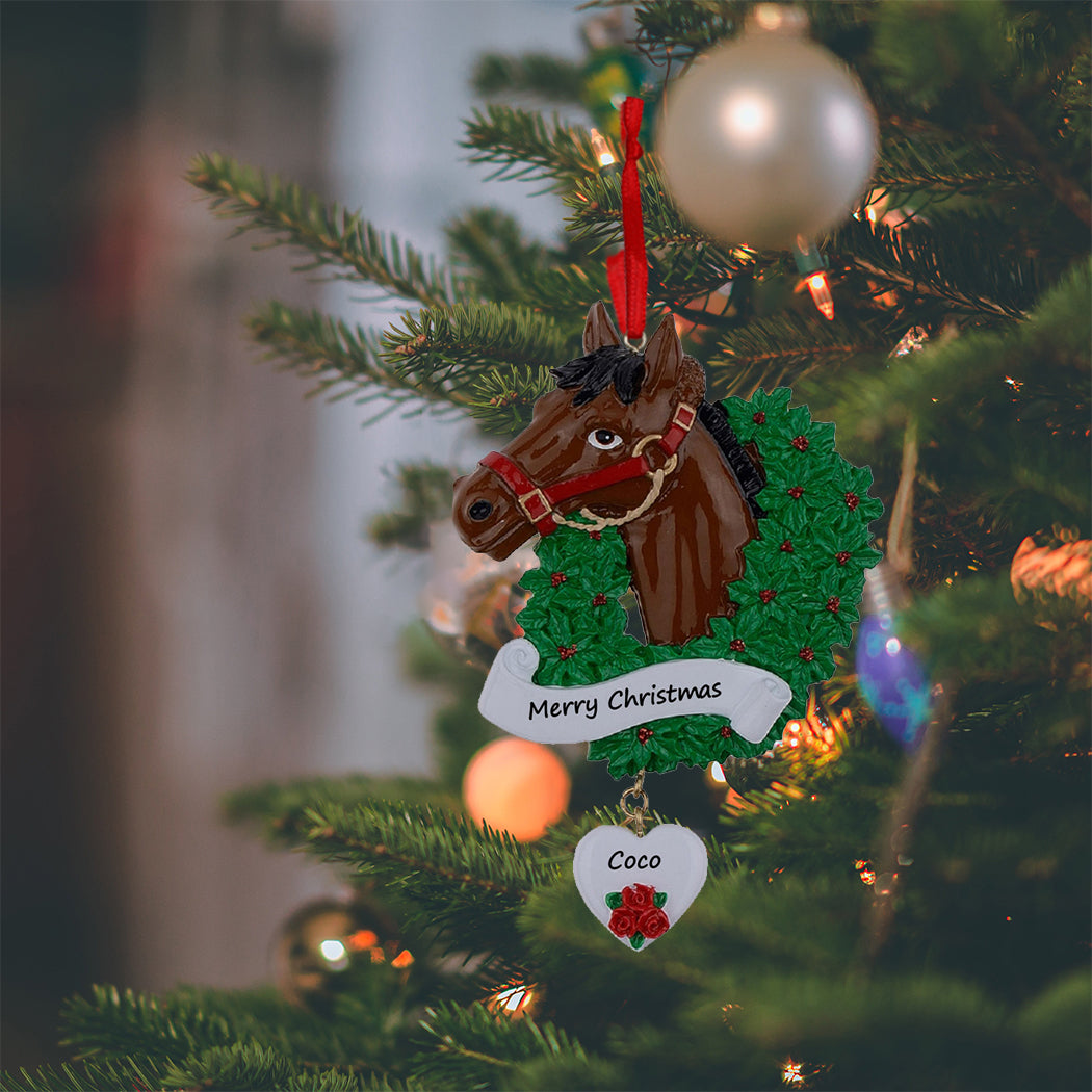 Personalized Horse with Wreath Ornament