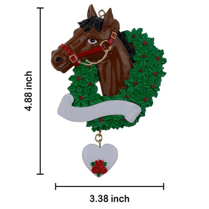 Personalized Horse with Wreath Ornament
