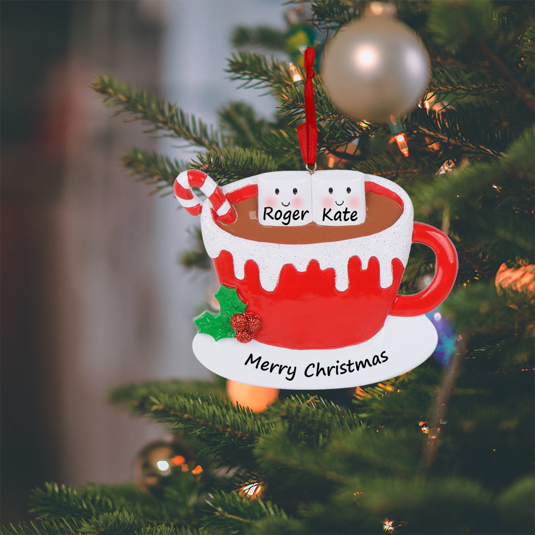 Personalized Hot Chocolate Marshmallow Mug Family of 2 Christmas Ornament