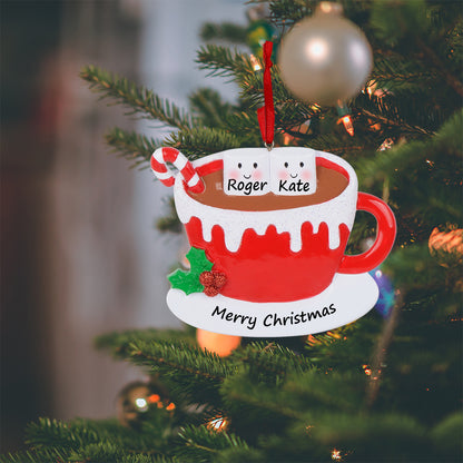 Personalized Hot Chocolate Marshmallow Mug Family of 2 Christmas Ornament