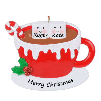 Personalized Hot Chocolate Marshmallow Mug Family of 2 Christmas Ornament