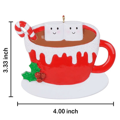 Personalized Hot Chocolate Marshmallow Mug Family of 2 Christmas Ornament