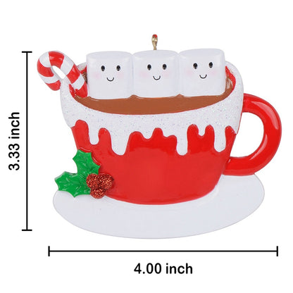 Personalized Hot Chocolate Marshmallow Mug Family of 3 Christmas Ornament