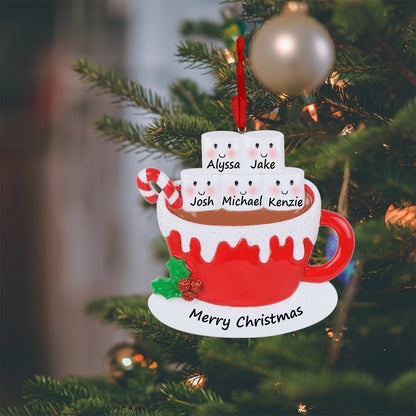 Personalized Hot Chocolate Marshmallow Mug Family of 5 Christmas Ornament