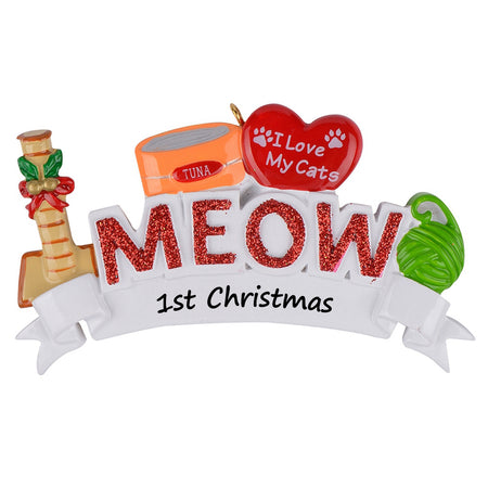 Personalized I Love My Cats Meow Ornament