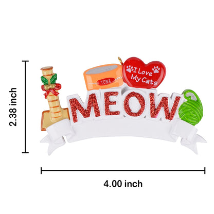 Personalized I Love My Cats Meow Ornament