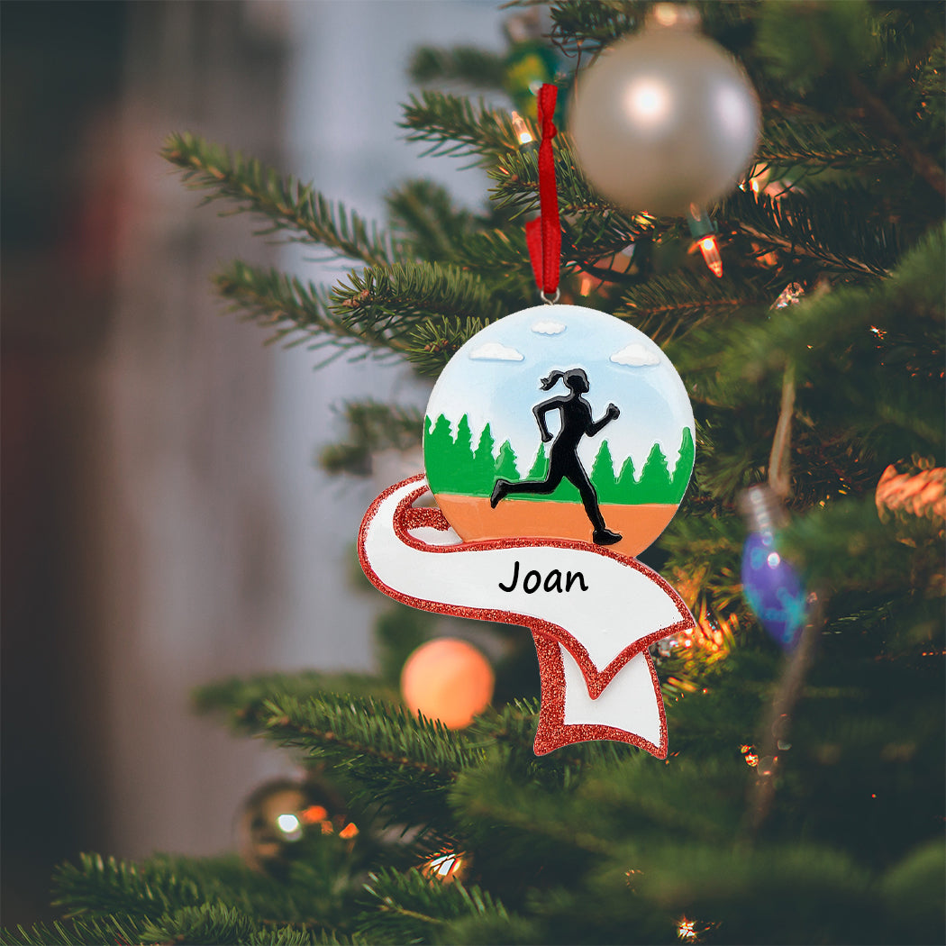 Personalized Jogger Girl Ornament