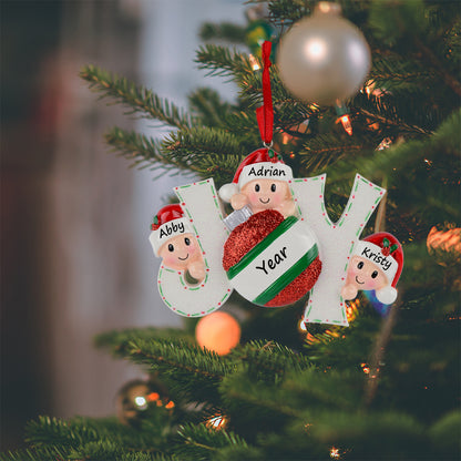 Personalized Joy Family of 2 Christmas Ornament