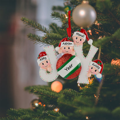 Personalized Joy Family of 4 Christmas Ornament