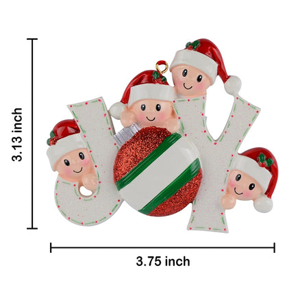 Personalized Joy Family of 4 Christmas Ornament