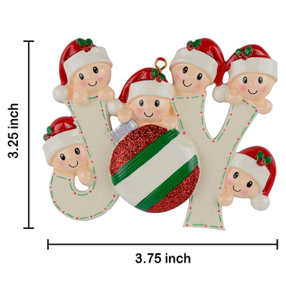 Personalized Joy Family of 6 Christmas Ornament