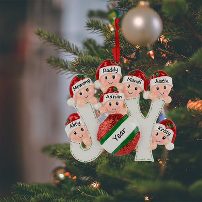 Personalized Joy Family of 7 Christmas Ornament