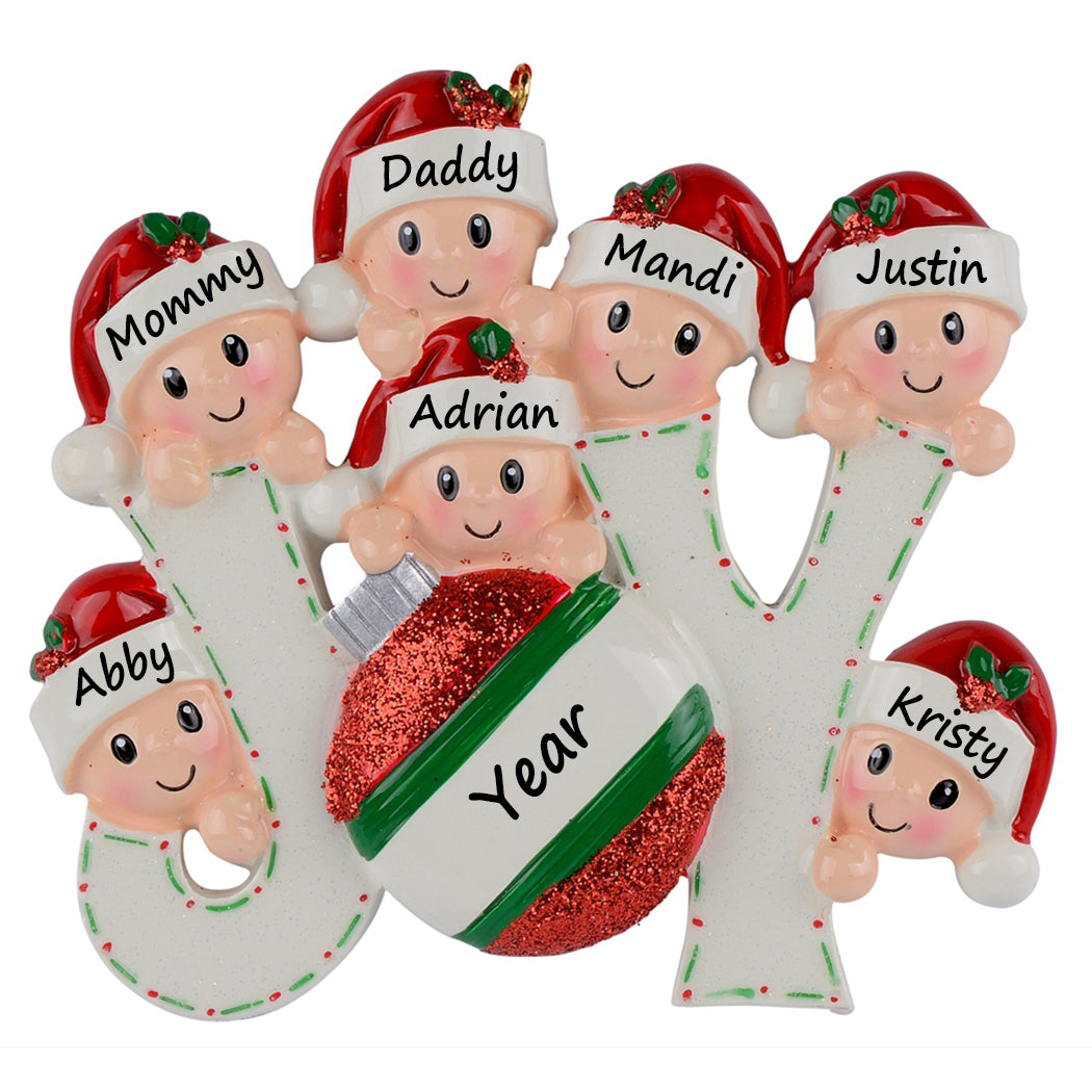 Personalized Joy Family of 7 Christmas Ornament
