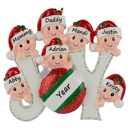 Personalized Joy Family of 7 Christmas Ornament