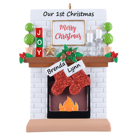 Personalized Joy Mantel Stocking Family of 2 Christmas Ornament