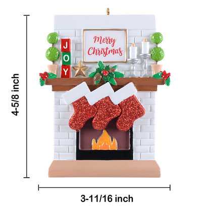 Personalized Joy Mantel Stocking Family of 3 Christmas Ornament