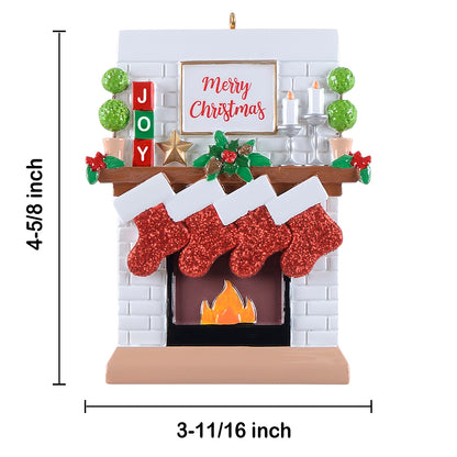 Personalized Joy Mantel Stocking Family of 4 Christmas Ornament