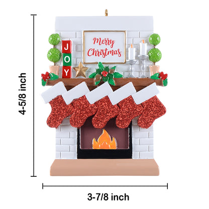 Personalized Joy Mantel Stocking Family of 5 Christmas Ornament
