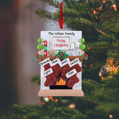 Personalized Joy Mantel Stocking Family of 6 Christmas Ornament