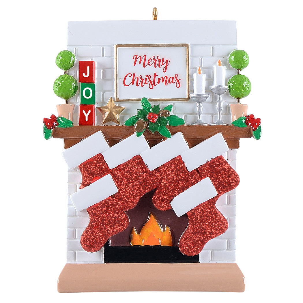 Personalized Joy Mantel Stocking Family of 6 Christmas Ornament