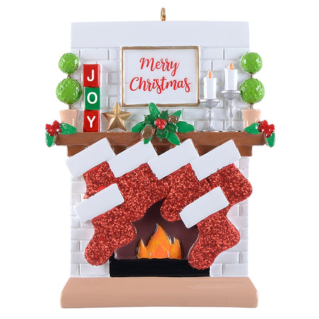 Personalized Joy Mantel Stocking Family of 6 Christmas Ornament