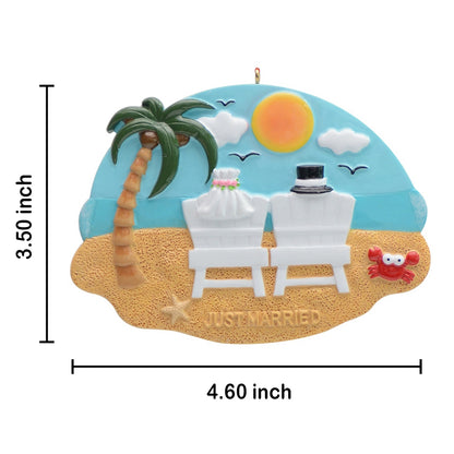 Personalized Just Married Beach Couple Ornament