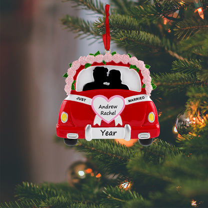 Personalized Just Married Couple Wedding Car Ornament