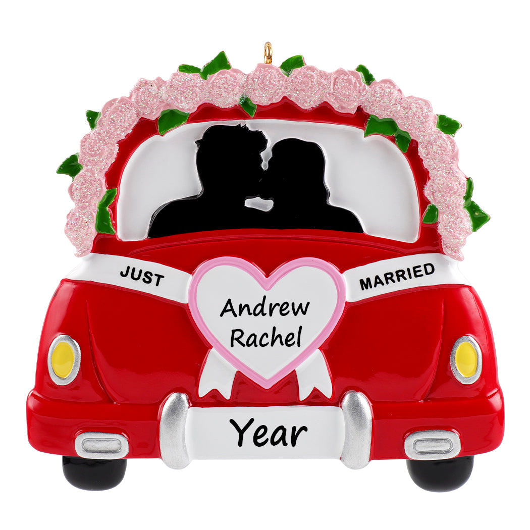 Personalized Just Married Couple Wedding Car Ornament