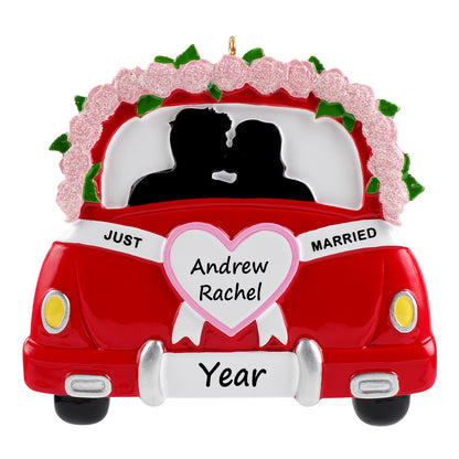 Personalized Just Married Couple Wedding Car Ornament