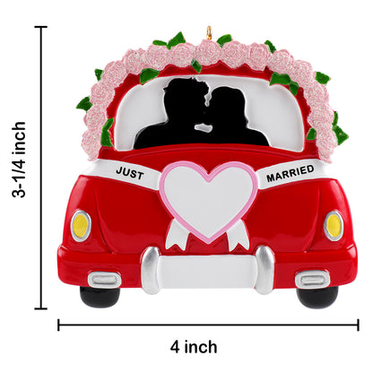 Personalized Just Married Couple Wedding Car Ornament