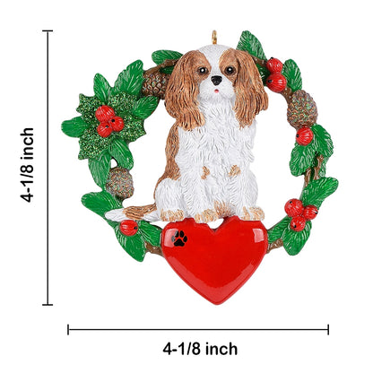 Personalized King Charles Spaniel Christmas Wreath Ornament