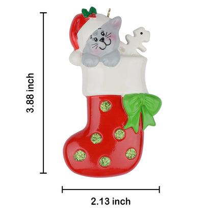 Personalized Kitty Christmas Stocking Ornament