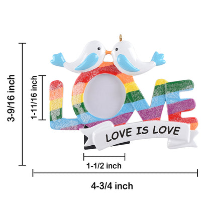 Personalized LGBT Blue Birds Photo Frame Ornament