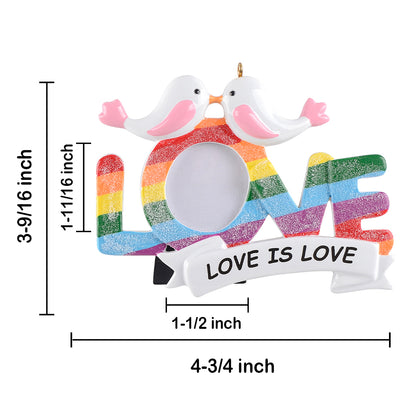 Personalized LGBT Pink Birds Photo Frame Ornament