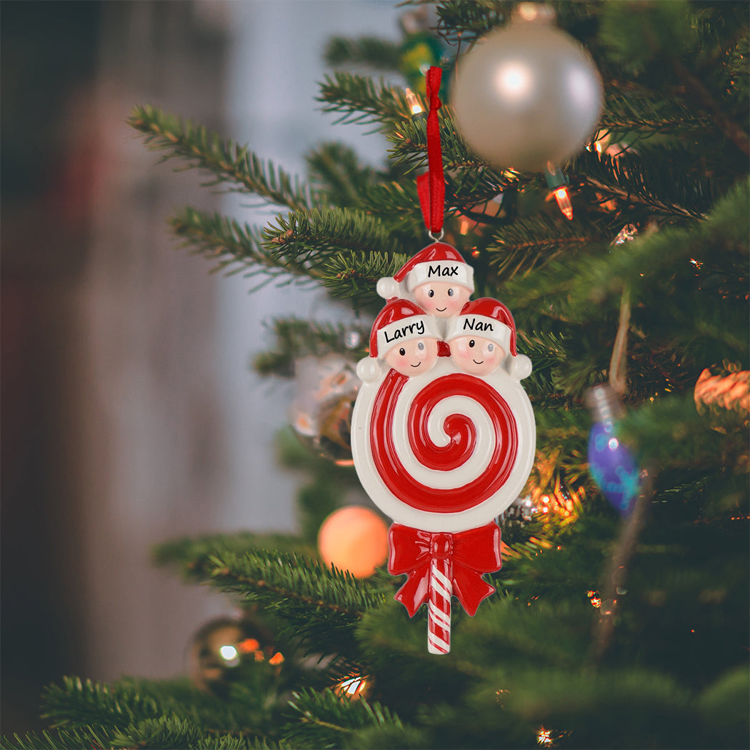 Lollipop Family of 3 Personalized Ornament