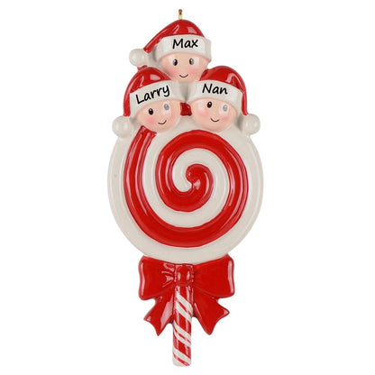 Lollipop Family of 3 Personalized Ornament