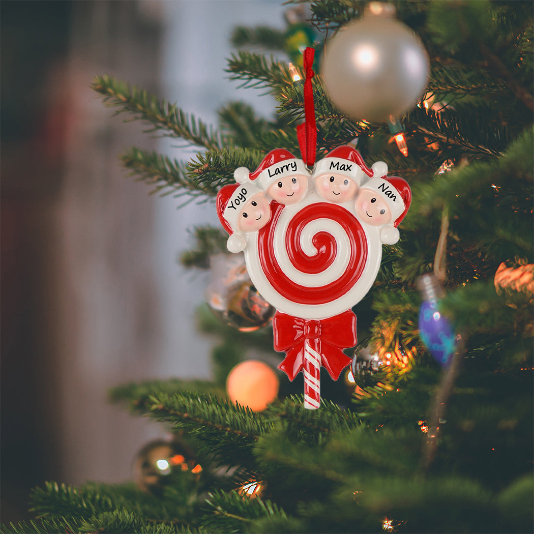 Lollipop Family of 4 Personalized Ornament