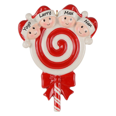Lollipop Family of 4 Personalized Ornament