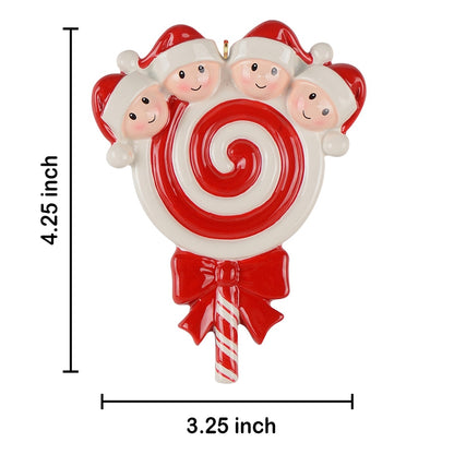 Lollipop Family of 4 Personalized Ornament