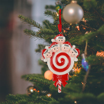 Lollipop Family of 5 Personalized Ornament