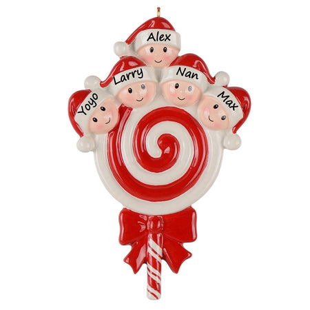 Lollipop Family of 5 Personalized Ornament
