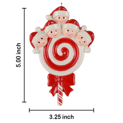 Lollipop Family of 5 Personalized Ornament
