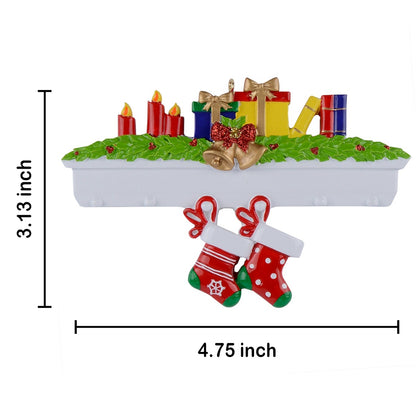 Personalized Mantel Stocking Family of 2 Christmas Ornament