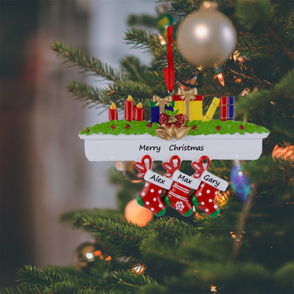 Personalized Mantel Stocking Family of 3 Christmas Ornament