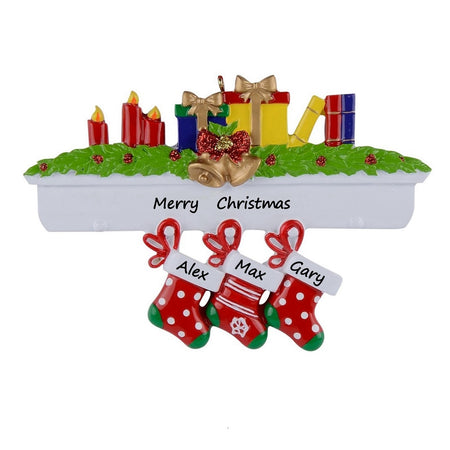 Personalized Mantel Stocking Family of 3 Christmas Ornament