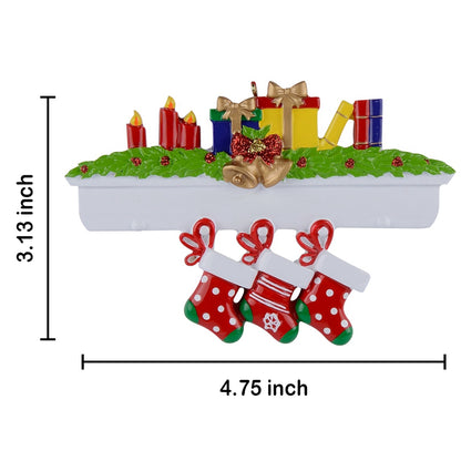 Personalized Mantel Stocking Family of 3 Christmas Ornament