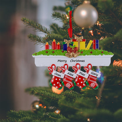 Personalized Mantel Stocking Family of 4 Christmas Ornament