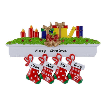 Personalized Mantel Stocking Family of 4 Christmas Ornament