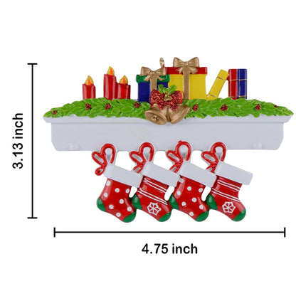 Personalized Mantel Stocking Family of 4 Christmas Ornament