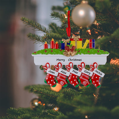 Personalized Mantel Stocking Family of 5 Christmas Ornament